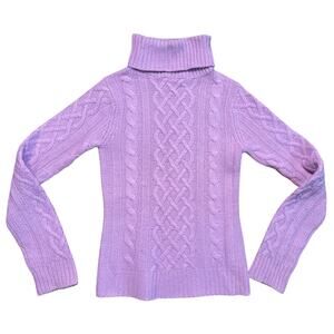 VTG Moda International Lavender Lambswool Angora Blend Turtleneck Sweater Sz XS